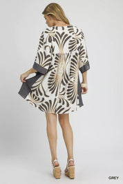 Umgee Abstract Print Kimono Sleeve Mini Dress | Mini Dresses Daverri Fashions