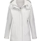 White waterproof hooded Daverri Fashions plus size windproof coat