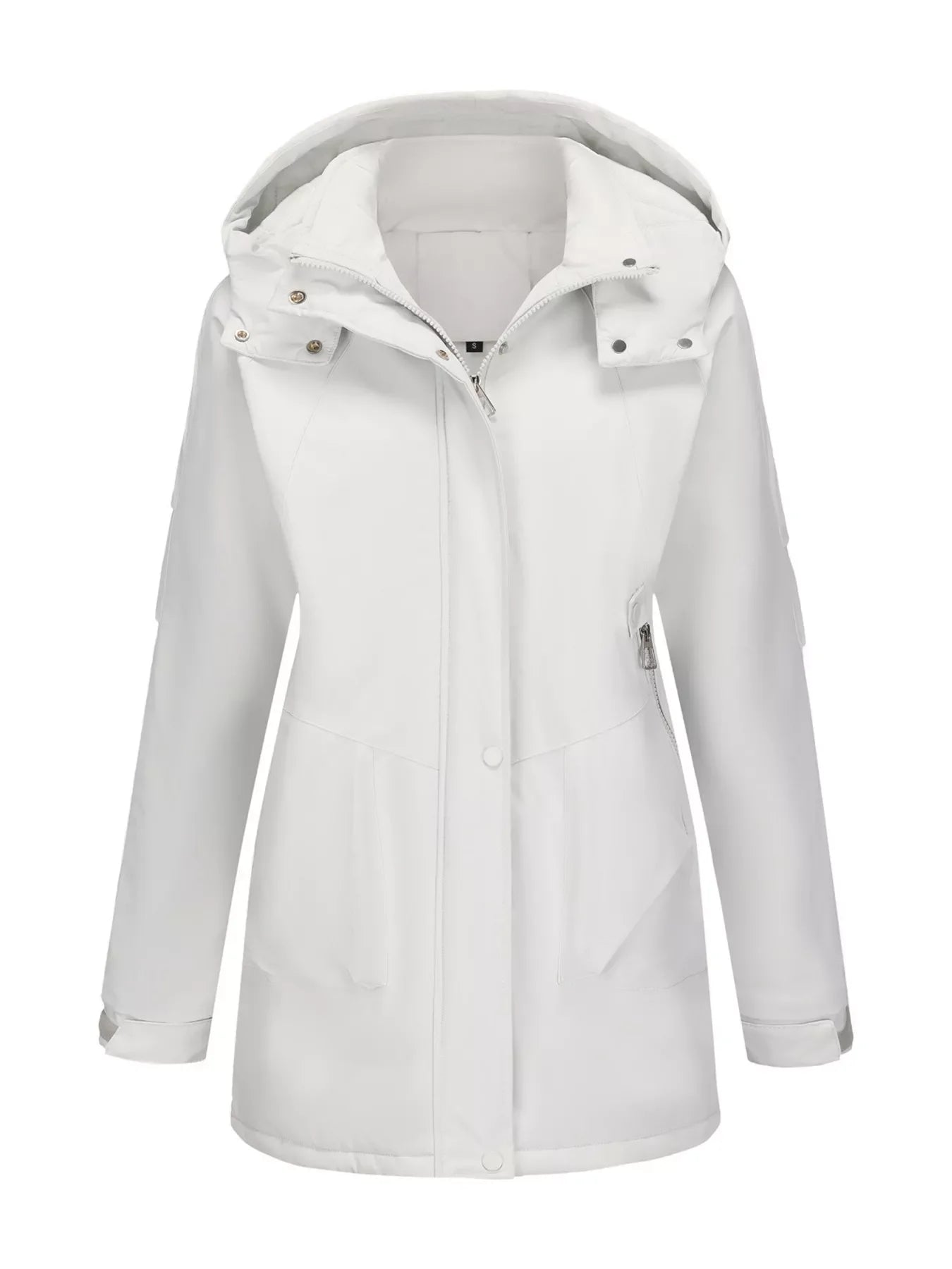 White waterproof hooded Daverri Fashions plus size windproof coat