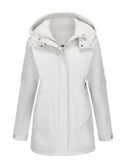 White waterproof hooded Daverri Fashions plus size windproof coat
