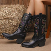 Point Toe Block Heels Boots | Boots Daverri Fashions