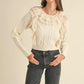 MABLE Ruffled Lace Crochet Sweater - DAVERRI FASHIONS
