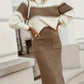 Two-Tone Ribbed Knit Top and Skirt Sweater Set - DAVERRI FASHIONS