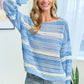 First Love Striped Long Sleeve Openwork Knit Top Sweaters