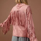 BiBi Suede Fringe Long Sleeve Jacket - DAVERRI FASHIONS