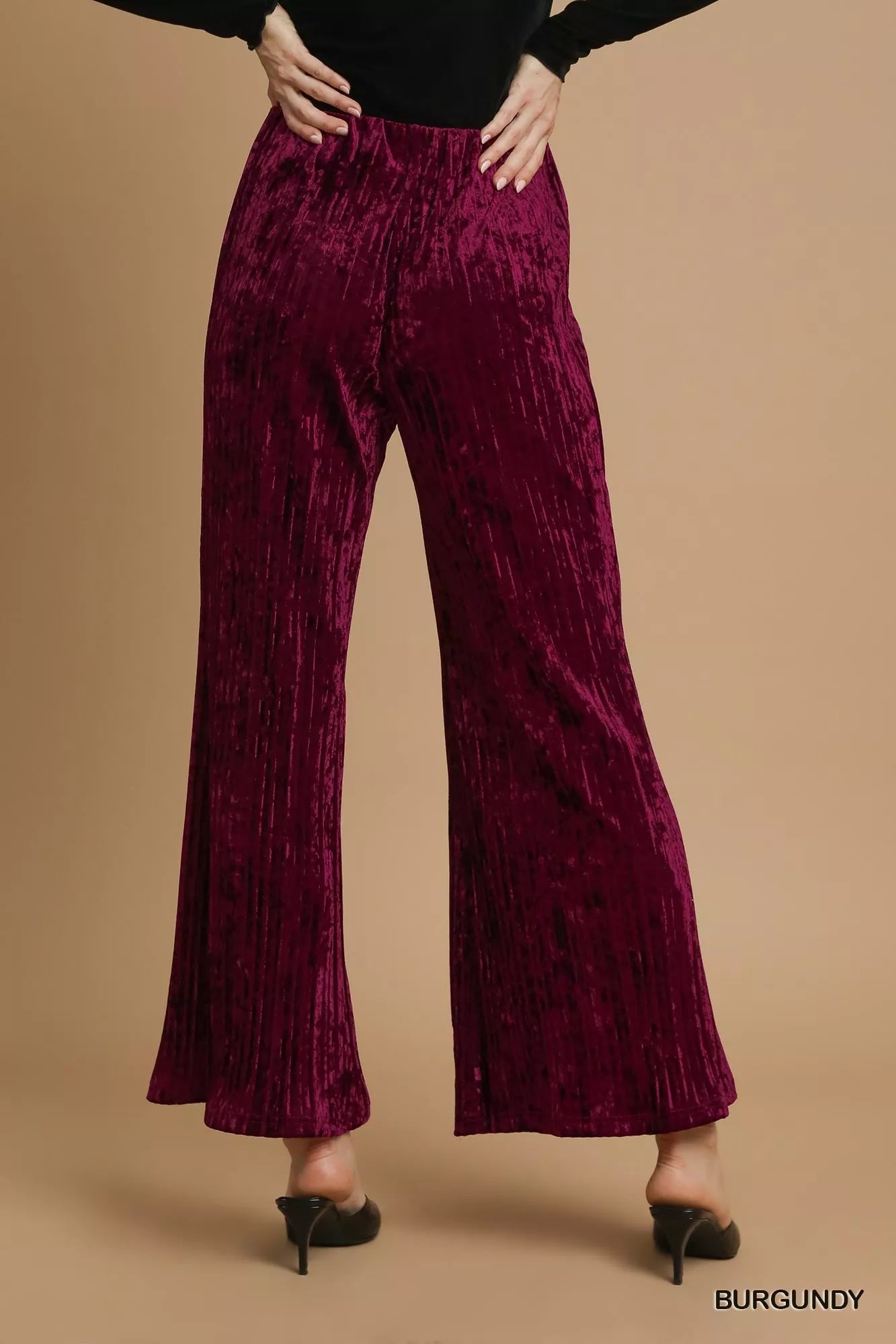Umgee Velvet Pleated Wide Leg Pants | Pants Daverri Fashions