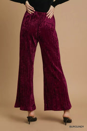 Umgee Velvet Pleated Wide Leg Pants | Pants Daverri Fashions