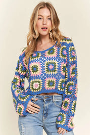 DENIM L ADORA Multicolor Crochet Crop Top | Sweaters Daverri Fashions