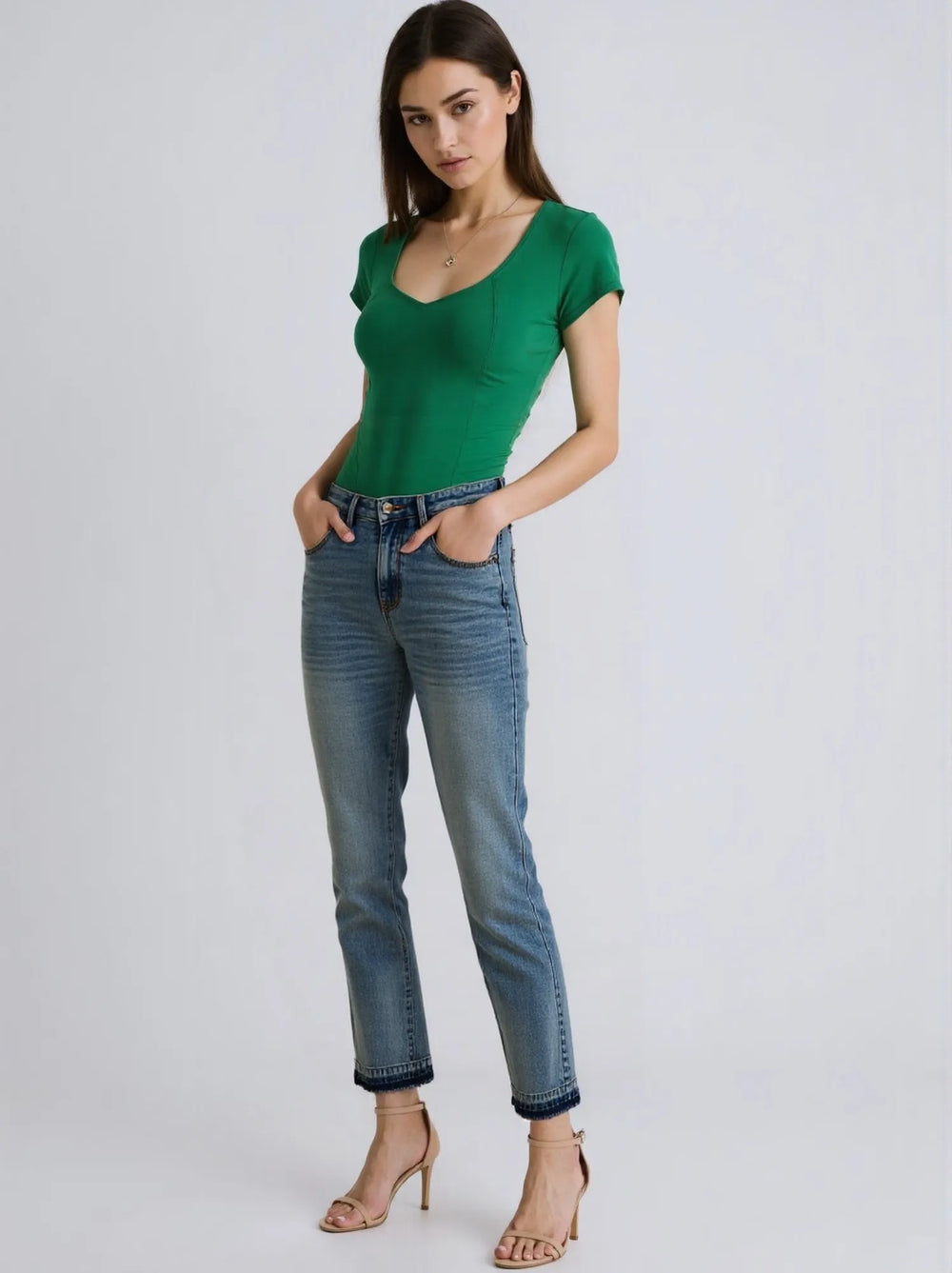 Judy Blue Full Size Mid Rise Rigid Magic Release Hem Jeans