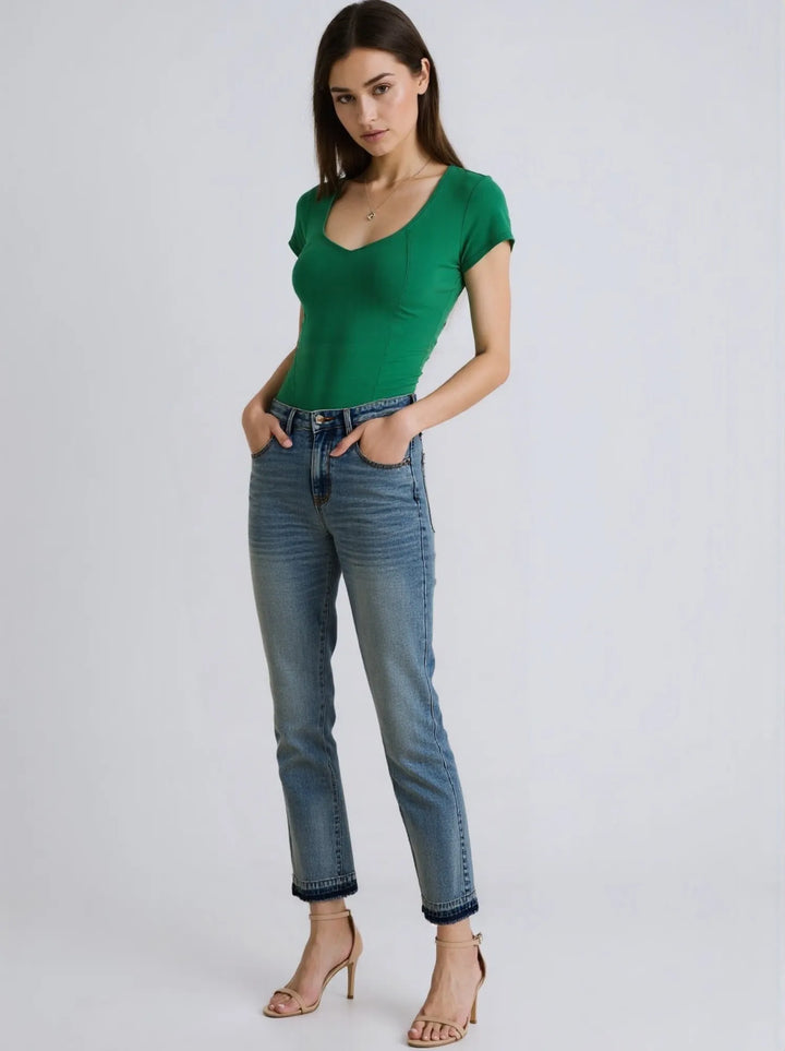 Judy Blue Full Size Mid Rise Rigid Magic Release Hem Jeans