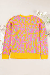 Contrast Round Neck Long Sleeve Sweater | Sweaters Daverri Fashions