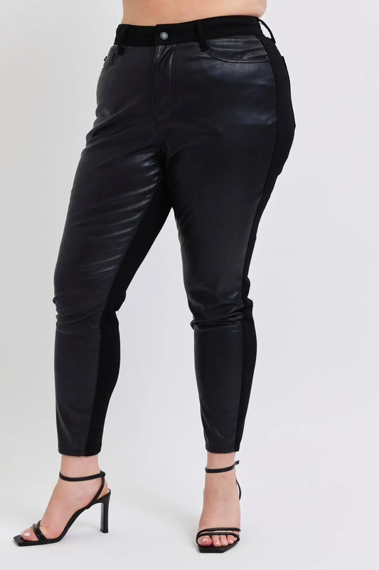 Judy Blue Plus Size HW Faux Leather Skinny Pants - DAVERRI FASHIONS