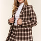 And The Why Full Size Plaid Brushed One Button Blazer - DAVERRI FASHIONS