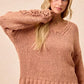 BiBi Chunky Knit Sweater with Flower Detail Sleeves - DAVERRI FASHIONS