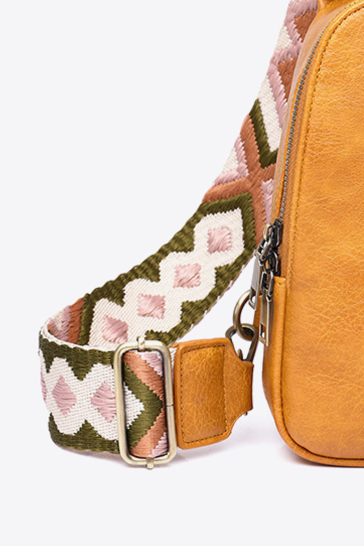Abstract Pattern Adjustable Strap Vegan Leather Sling Bag | Cross Body Bags Daverri Fashions