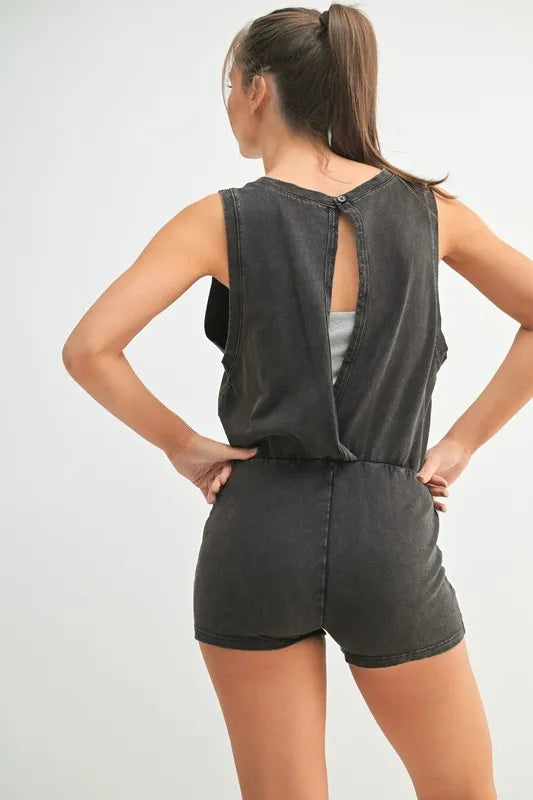 MONO B Mineral Wash Vintage Romper Rompers