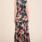 Lime 'N' Chili Floral Print Sleeveless Tie Waist Maxi Dress - DAVERRI FASHIONS