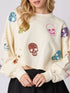 Sequin Skull Long Sleeve Sweatshirt - DAVERRI FASHIONS