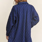 J.NNA Rhombus Stitched Button Up Denim Shacket Shackets