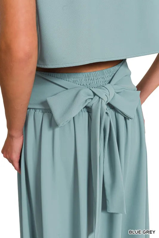 Zenana Heavy Woven Span Crop Tee & Skirt Set Outfit Sets