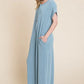 BOMBOM Rib Knit Jumpsuit with Button Detail Jumpsuits