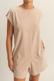 HYFVE Round Neck Cap Sleeve Relaxed Fit Breezy Romper | Rompers Daverri Fashions