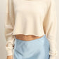 HYFVE Frayed Detail Boat Neck Long Sleeve Crop Top Tops
