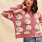 SO ME Strawberry Fruit All Over Button Sweater Cardigan - DAVERRI FASHIONS