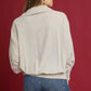 Umgee Linen Long Sleeves Elastic Hem Blouse - DAVERRI FASHIONS