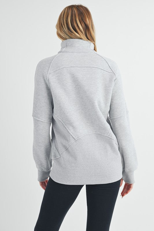 Aemi + Co Half Zip Raglan Sleeve Sweatshirt with Kangaroo Pocket Sweatshirts