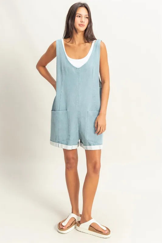 HYFVE V-Neck Pocket Detail Romper Rompers