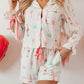 Bow Printed Collared Neck Top and Drawstring Shorts Lounge Set - DAVERRI FASHIONS