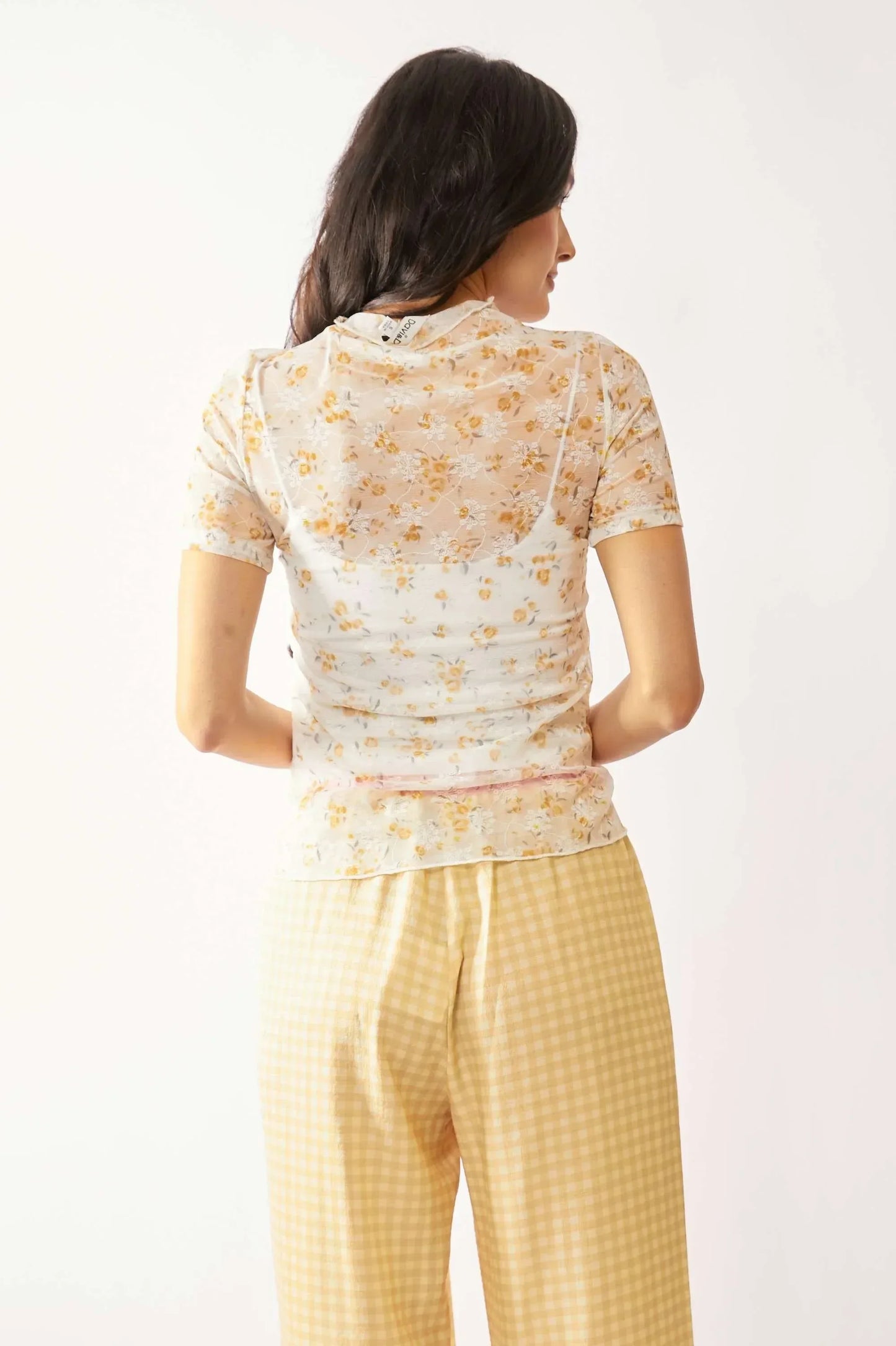 Davi & Dani Loose Turtle Neck Lace Mesh Sheer Top - DAVERRI FASHIONS