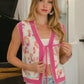 BiBi Leopard Sweater Vest With Front Tie and Scallop Detail Vests