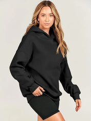 Dropped Shoulder Long Sleeve Hoodie | Hoodies Daverri Fashions