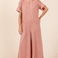 Mittoshop Button Detail Short Sleeve Wide Leg Jumpsuit