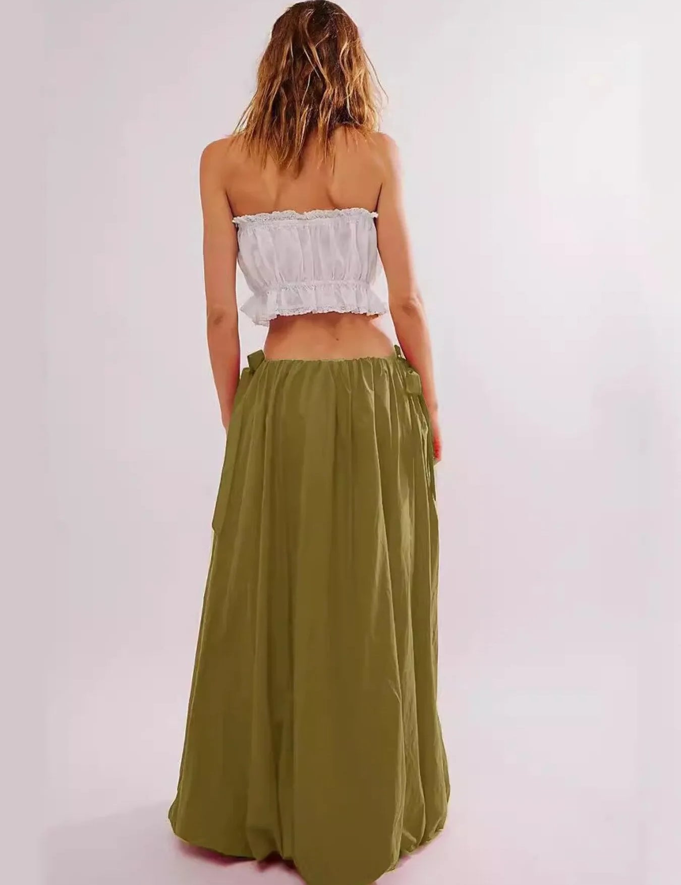 Side Bow Maxi Skirt with Pockets | Maxi Skirts Daverri Fashions