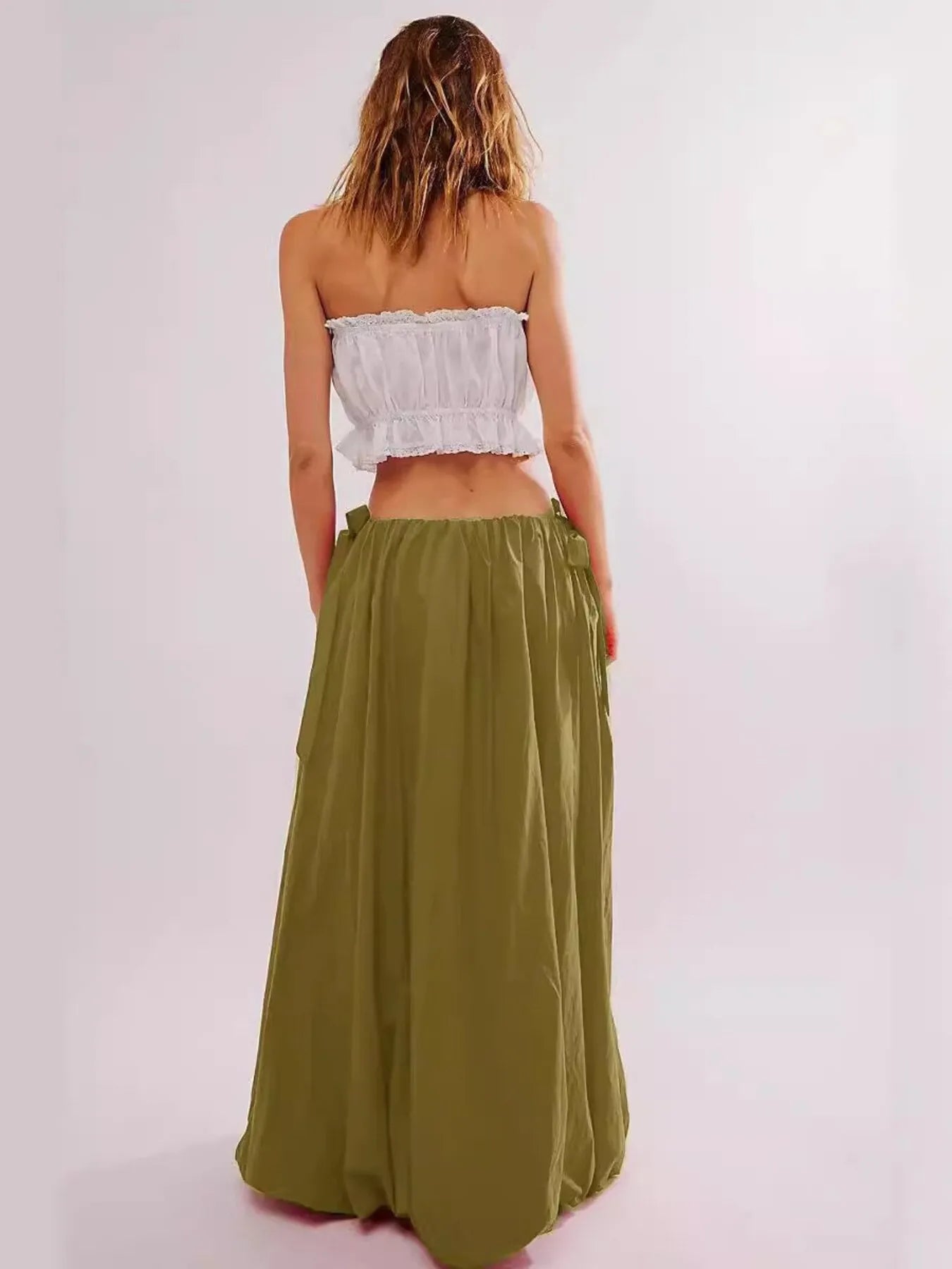Side Bow Maxi Skirt with Pockets | Maxi Skirts Daverri Fashions