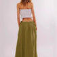 Side Bow Maxi Skirt with Pockets - DAVERRI FASHIONS