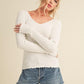 Aemi + Co Lettuce Hem Scoop Neck Long Sleeve Knit Top Tops