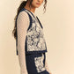 Davi & Dani Lace Patch Open Front Denim Vest - DAVERRI FASHIONS