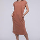 Casual Comfy Sleeveless Midi Dress BAKED CLAY Mid Dresses