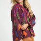 Umgee Floral Print Flounce Sleeve Blouse - DAVERRI FASHIONS