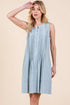 Lime N Chili denim pintuck sleeveless light blue midi dress