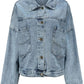Button Down Drop Shoulder Denim Jacket - DAVERRI FASHIONS