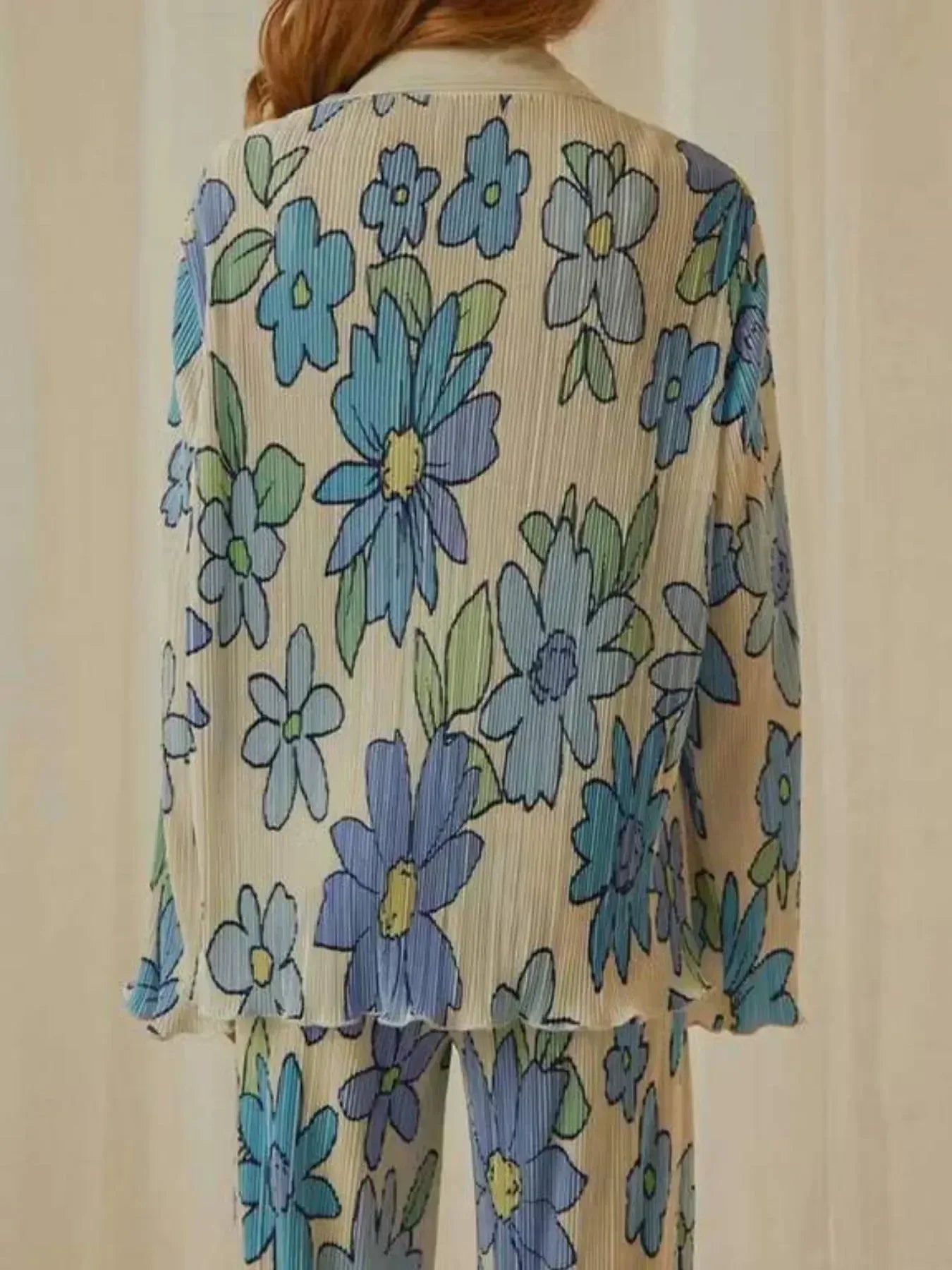 Printed Button Up Shirt and Pants Set - DAVERRI FASHIONS