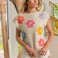 BiBi Multi Jeweled Crochet Flower Patch Sweater Vest OATMEAL Sweaters