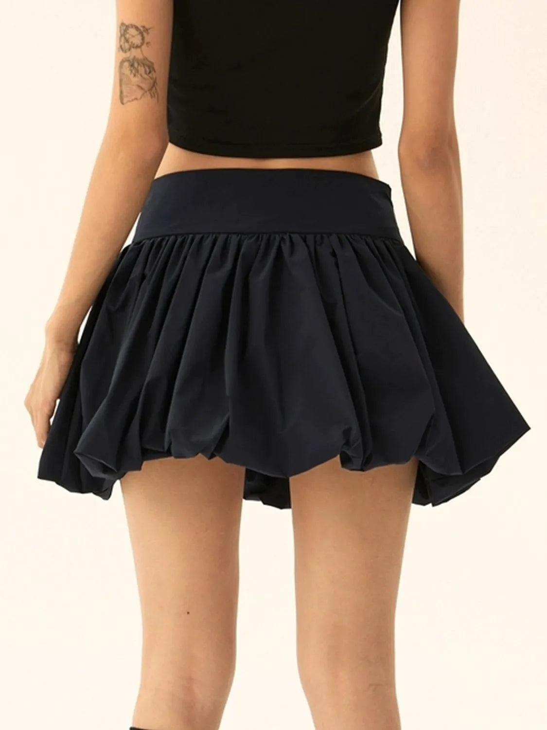 Ruched Bubble Hem Mini Skirt | Skirts Daverri Fashions