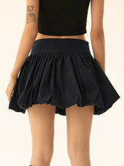 Ruched Bubble Hem Mini Skirt | Skirts Daverri Fashions