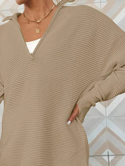 Half Zip Long Sleeve Knit Top | Knit Tops Daverri Fashions